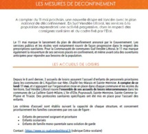 LES MESURES DE DECONFINEMENT - SUD VENDEE LITTORAL  - Communiqué du 11/05/2020